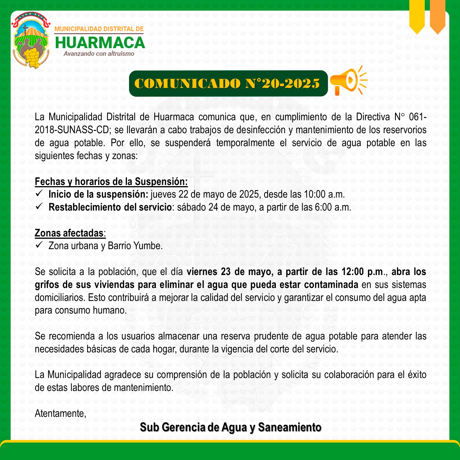 Comunicado N°020-2025