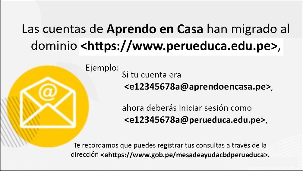 Cambio de dominio de aprendoencasa.pe a perueduca.edu.pe.