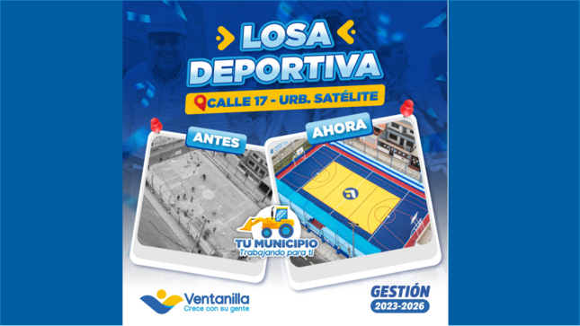 La losa deportiva “Luis Vasquez Cueto” está renovada y seguimos impulsando el deporte en Ventanilla. 🏀