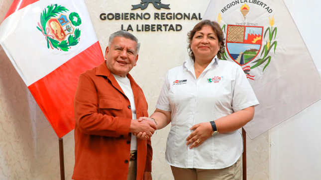 Ministra Montellanos se reúne con gobernador regional en Trujillo para articular diversas acciones a favor de los liberteños. 