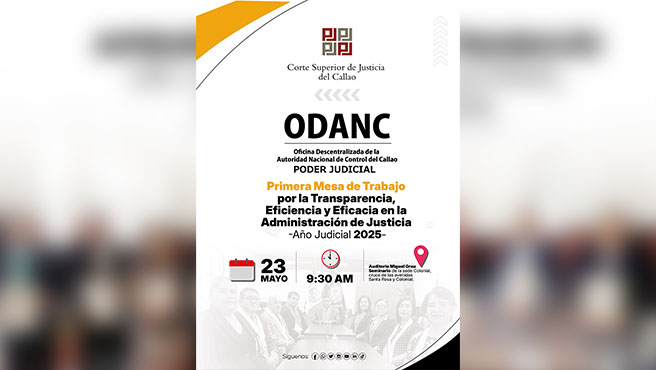 ODANC-Callao organizará Primera Mesa de Trabajo por la Transparencia, Eficiencia y Eficacia en la Administración de Justicia