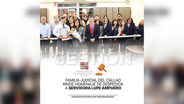 Familia judicial del Callao rinde homenaje de despedida a servidora Lupe Ampuero