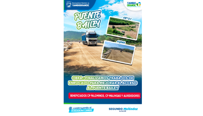 Finalizamos trabajos de enrocado para mejorar el acceso al puente bailey