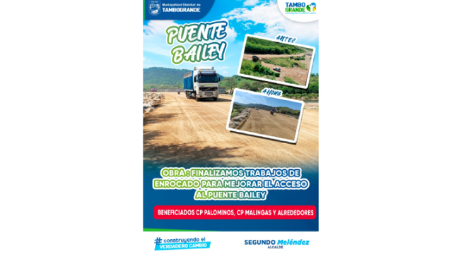 Finalizamos trabajos de enrocado para mejorar el acceso al puente bailey