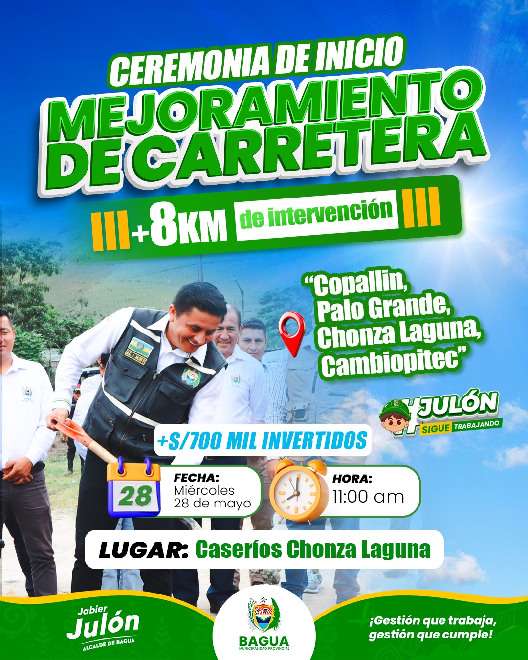 MPB inicia Proyecto de Mejoramiento de Infraestructura Vial en el Distrito de Copallin y anexos. 