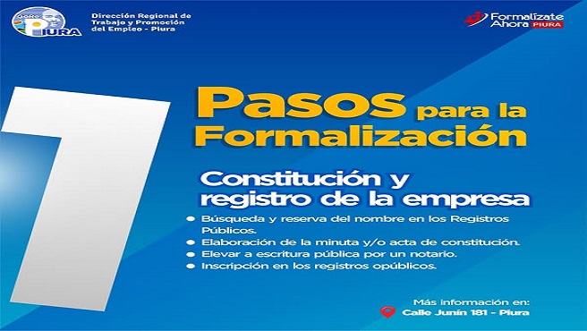 En la Dirección Regional de Trabajo, te guiamos paso a paso para que formalizar tu negocio sea una decisión sencilla y poderosa. Estos son los 5 pasos para formalizarte. Da el primer paso hoy y haz que tu esfuerzo cuente.