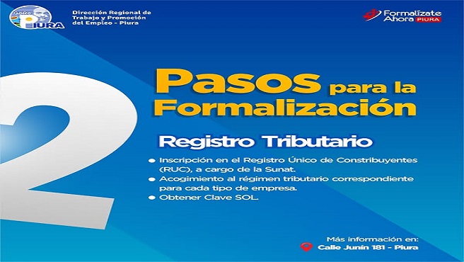 En la Dirección Regional de Trabajo, te guiamos paso a paso para que formalizar tu negocio sea una decisión sencilla y poderosa. Estos son los 5 pasos para formalizarte. Da el primer paso hoy y haz que tu esfuerzo cuente.