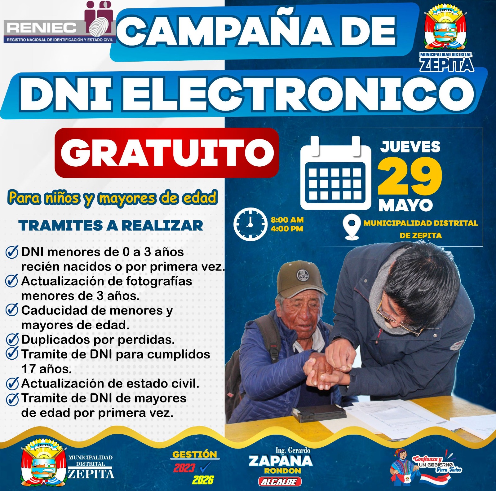 Atenciรณn Zepita campaรฑa de DNI electrรณnico gratuito para niรฑos y mayores de edad