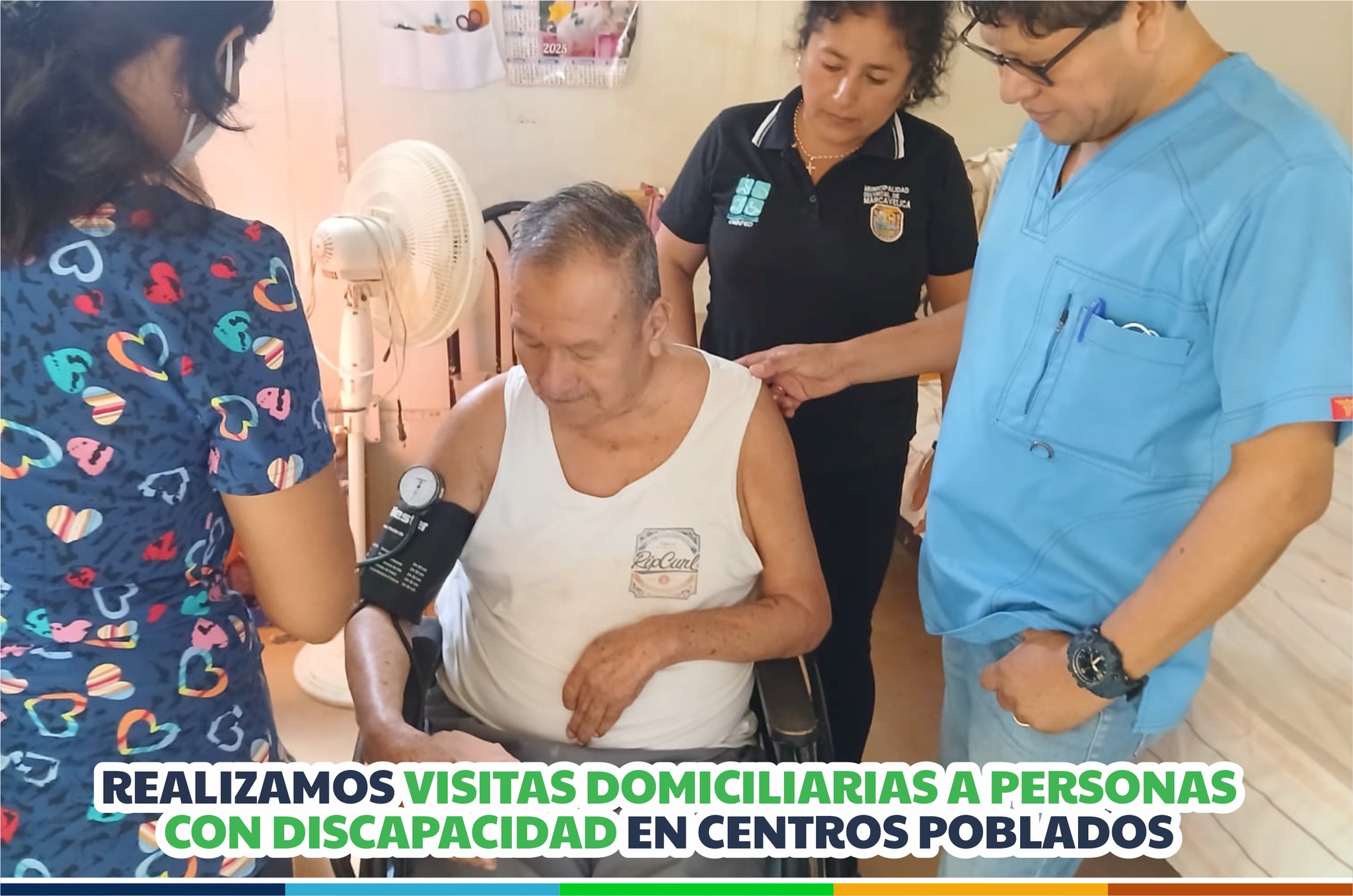visitas domiciliarias a personas con discapacidad en diversas zonas del distrito.