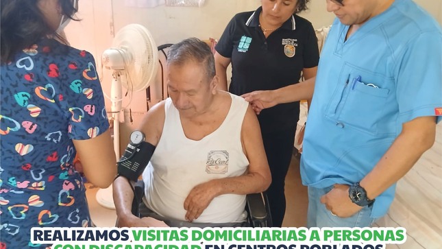 visitas domiciliarias a personas con discapacidad en diversas zonas del distrito.