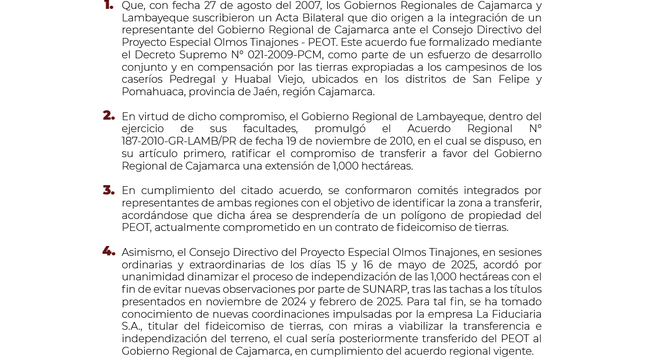 Comunicado / Consejo Directivo PEOT 