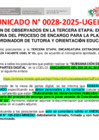 Vista preliminar de documento COMUNICADO N 28-2025-CE PUBLICACION DE OBSERVADOS TERCERA ETAPA - COORDINADOR TOTURIA