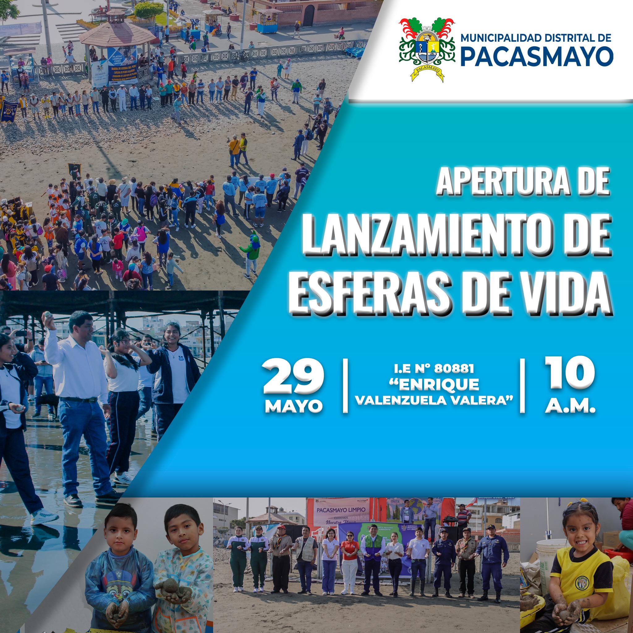 #PacasmayoBicentenario | La Municipalidad Distrital de Pacasmayo invita a los medios de comunicación y a la ciudadanía en general a participar de una importante conferencia de prensa, donde se tratará temas relacionados al lanzamiento de “Esferas de Vida”, una innovadora acción ambiental que busca la recuperación de nuestros ecosistemas marinos.
🗓️ Fecha: Jueves 29 de mayo
🕙 Hora: 10:00 a.m.
🏫 Lugar: I.E. 80881 “Enrique Valenzuela Valera”
¡Los esperamos para ser parte del cambio por un Pacasmayo más limpio y sostenible!
#AvancemosJuntos
𝗠𝘂𝗻𝗶𝗰𝗶𝗽𝗮𝗹𝗶𝗱𝗮𝗱 𝗗𝗶𝘀𝘁𝗿𝗶𝘁𝗮𝗹 𝗱𝗲 𝗣𝗮𝗰𝗮𝘀𝗺𝗮𝘆𝗼
𝗚𝗲𝘀𝘁𝗶𝗼́𝗻 𝟮𝟬𝟮𝟯–𝟮𝟬𝟮𝟲