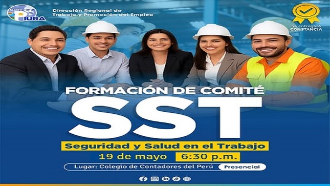 Hoy es el día! Los invitamos a participar de la charla presencial: "Formación de Comité de Seguridad y Salud en el Trabajo (SST)"
Conoce cómo constituir tu comité SST de forma correcta y cumplir con la normativa laboral vigente.  Fortalece la cultura de prevención Evita sanciones Protege a tu equipo de trabajo
