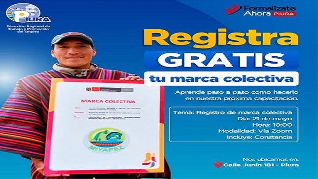 Mañana, miércoles 21 de mayo -  Modalidad: Virtual  Totalmente gratuito Protege tu identidad comercial y da el siguiente paso hacia la formalización. Inscríbete ya y asegura tu lugar!