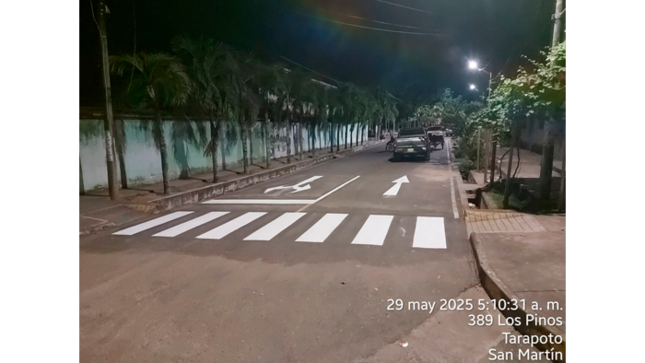 MPSM sigue mejorando señalización vial en inmediaciones de colegios en Tarapoto. 