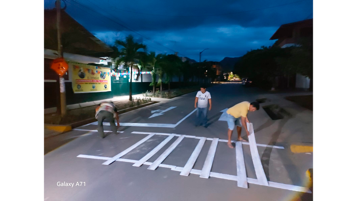 MPSM sigue mejorando seรฑalizaciรณn vial en inmediaciones de colegios en Tarapoto.