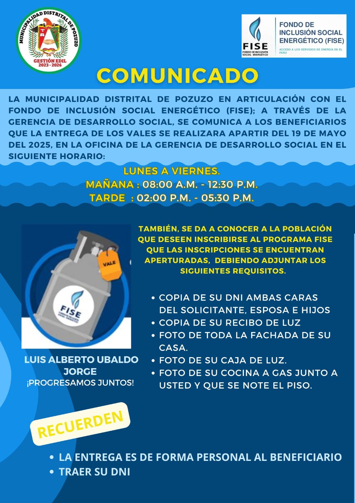Archivo de la imagen de comunicado sobre los vales FISE