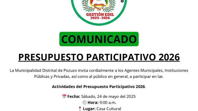 Imagen en formato "jpg" del comunicado sobre Presupuesto Participativo