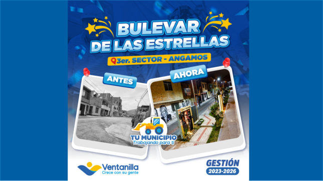 🌟 Tras 30 años de espera, el 3er Sector de Angamos ya cuenta con el ‘Bulevar de las Estrellas Las Caras de Angamos’, impulsando el desarrollo urbano y turístico del distrito. 🌆