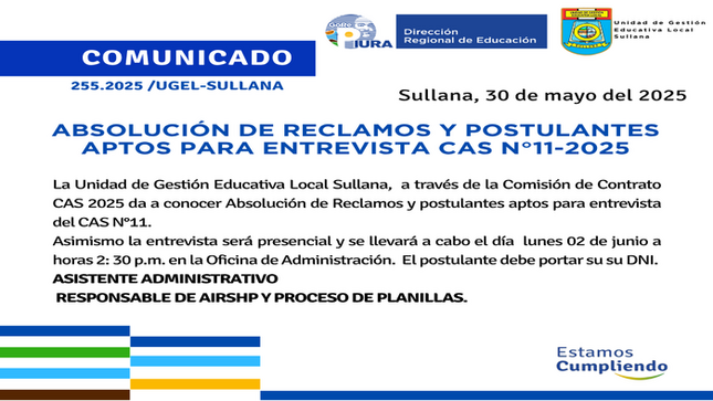 Comunicado N°255-2025