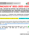 Vista preliminar de documento COMUNICADO N 31-2025-CE PUBLICACION DE APTOS Y NO APTOS - COORDINADOR DE TUTORIA