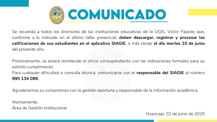 COMUNICADO - SIAGIE
