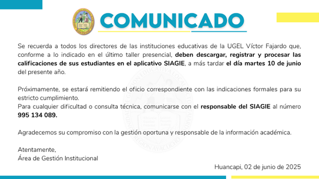 COMUNICADO - SIAGIE