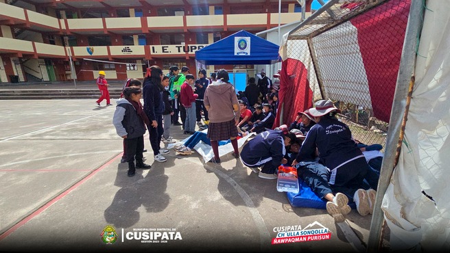 Hoy 30 de mayo se realizo el simulacro nacional multipeligro en el Distrito de Cusipata
