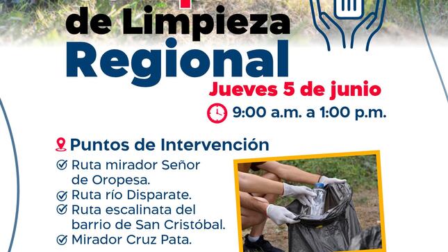 En conmemoración del Día Mundial del Medio Ambiente, el Comité de Asuntos Ambientales de Huancavelica realizará la Gran Campaña de Limpieza Regional este jueves 5 de junio de 2025, desde las 09:00 a. m., con la participación de instituciones públicas, privadas, asociaciones y ciudadanía.

La actividad busca fomentar el compromiso ambiental y mejorar los espacios públicos de la ciudad. Destaca la participación de la Dirección Regional de Yaku Tarpuy, que suma esfuerzos en la articulación del desarrollo ambiental y la lucha contra la pobreza.

El Gobierno Regional invita a toda la población a sumarse a esta jornada por una Huancavelica más limpia y sostenible.