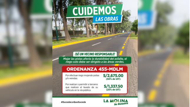 Municipalidad de La Molina pide a sus vecinos cuidar las pistas remodeladas