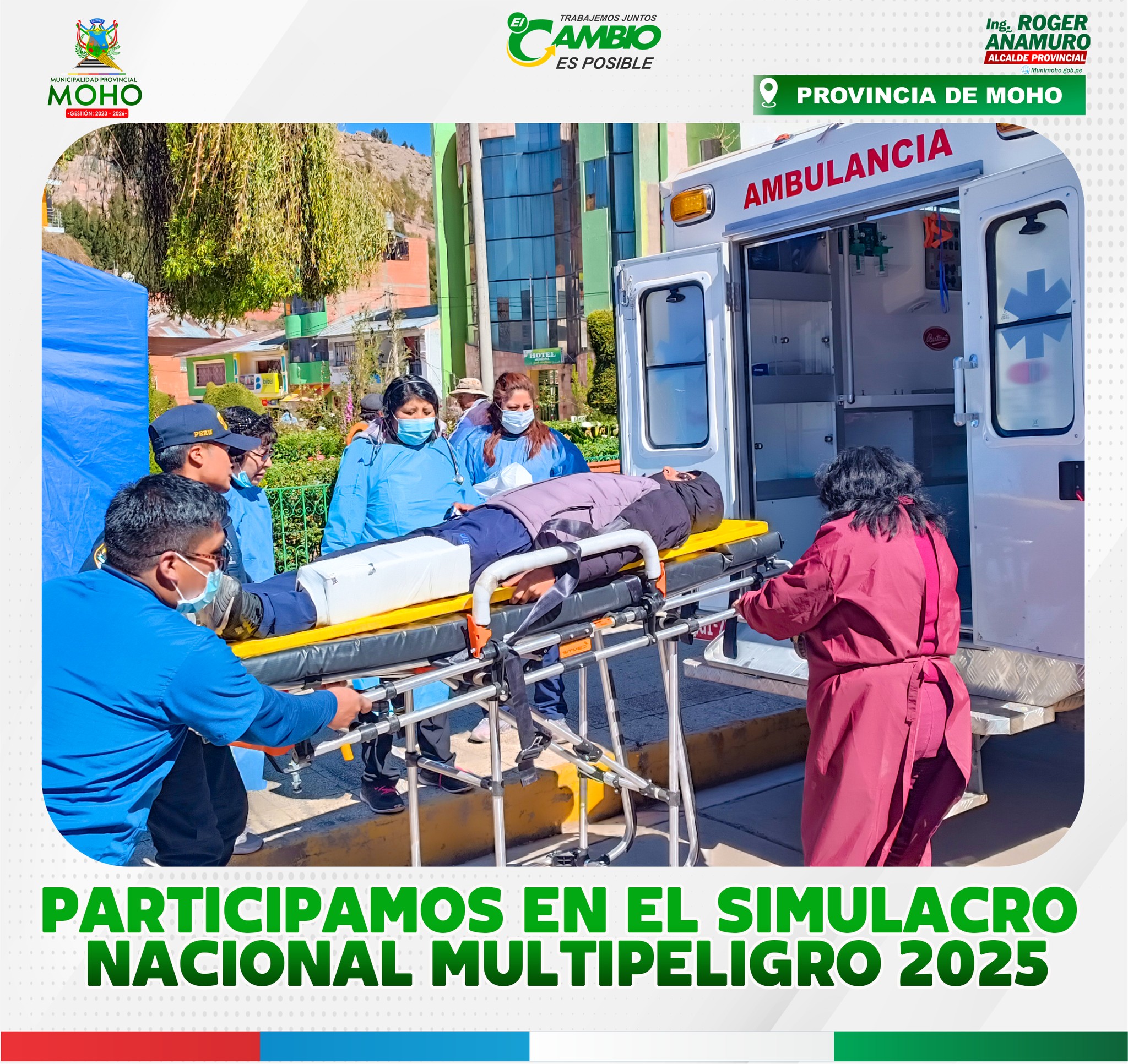 La Municipalidad de Moho participó en el Simulacro Nacional Multipeligro 2025, fortaleciendo la preparación ante emergencias y promoviendo la cultura de prevención.