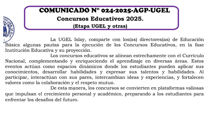 Comunicado N° 024-2025-AGP-UGEL