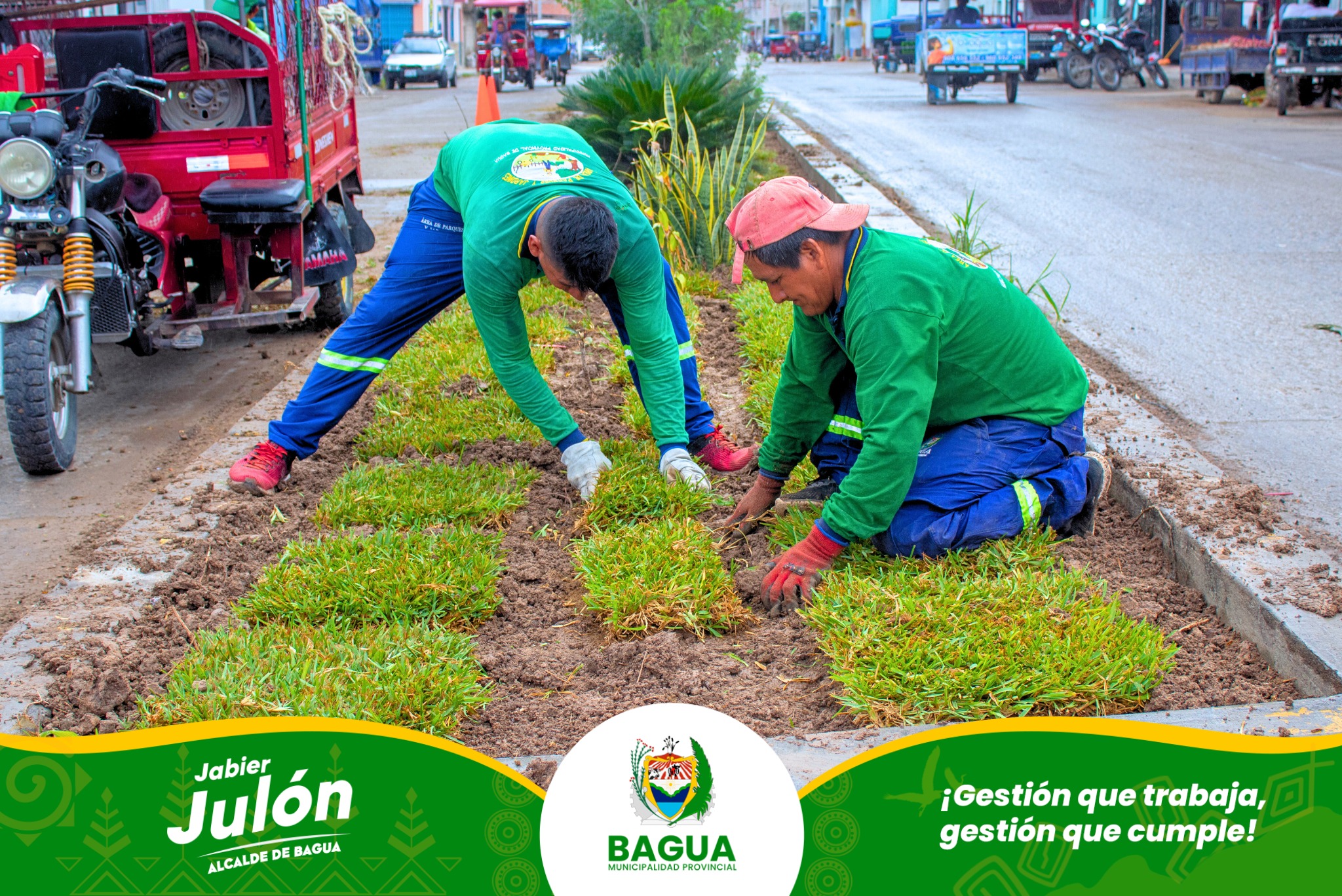 Recuperamos 27 cuadras de áreas verdes en Bagua. 