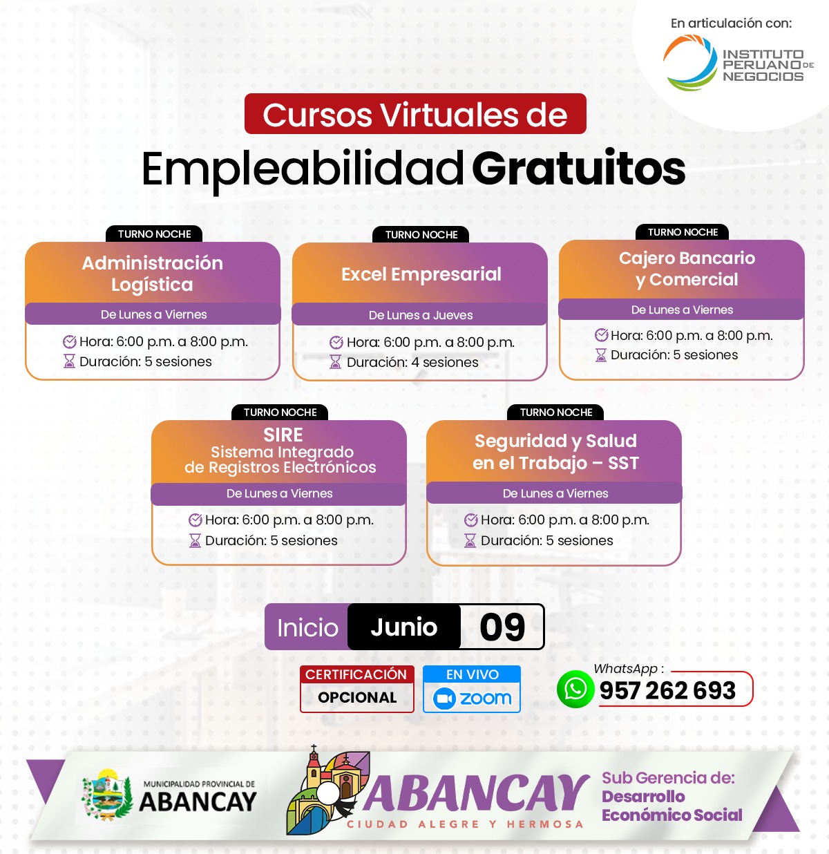 Participar de nuestra convocatoria de los cursos virtuales de empleabilidad , con acceso libre. 