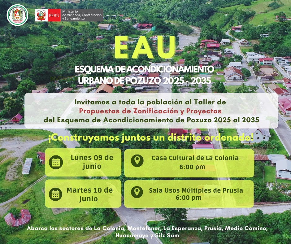 Imagen jpg sobre convocatoria para el esquema de Acondicionamiento Urbano de Pozuzo 2025-2035