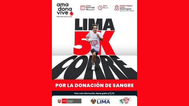 Carrera “Lima Corre 5K por la donación de sangre” se realizará este domingo 8 de junio