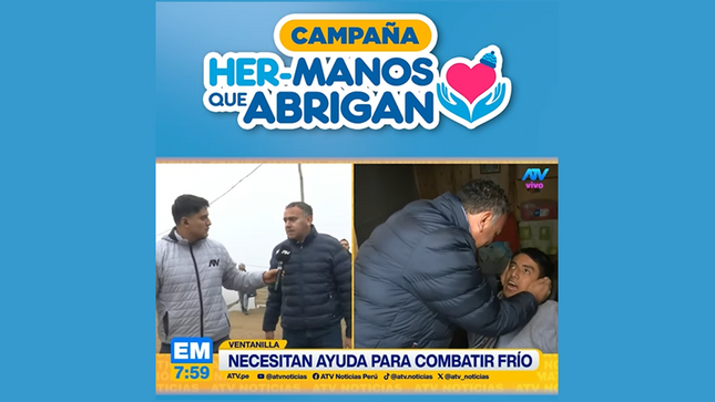 La campaña "HER-MANOS QUE ABRIGAN" 🧥 inició en Ventanilla Alta con recolección de ropa 🧤🧣 y campaña médica ⚕️ para vecinos vulnerables al frío 🥶, liderada por el alcalde Jhovinson. 🤝