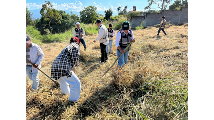 Estudiantes de la UNSM vienen acondicionando el terreno destinado a la jornada de reforestación. 
