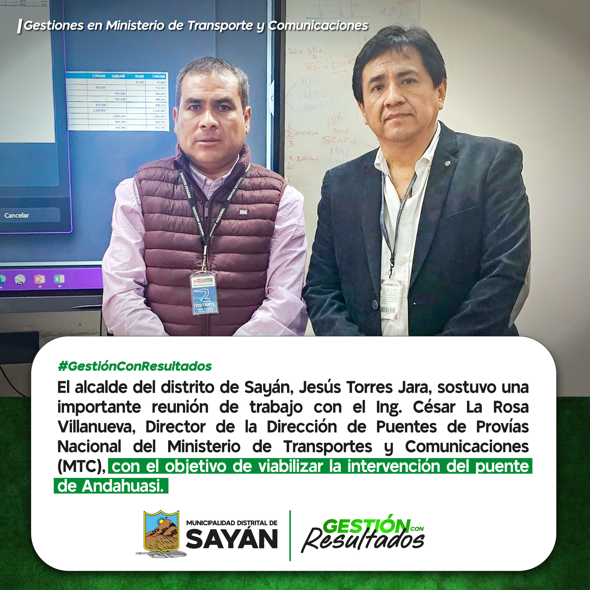 #Importante ALCALDE DE SAYÁN GESTIONA INTERVENCIÓN DEL PUENTE ANDAHUASI ANTE PROVÍAS