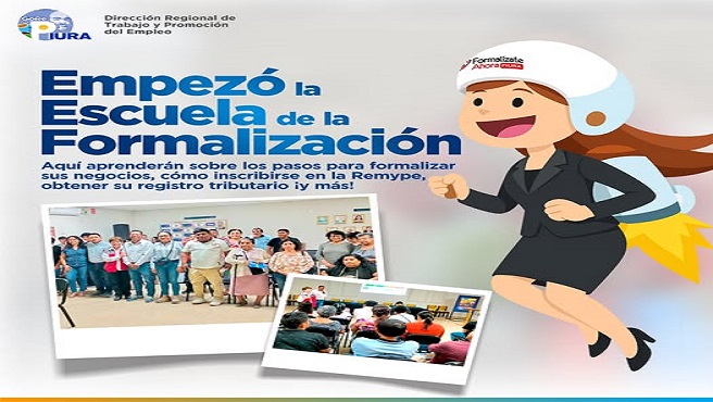 La Dirección Regional de Trabajo y Promoción del Empleo, a través de Formalízate Ahora y de manera articulada con la Municipalidad Veintiséis de Octubre, te invita a participar de nuestras próximas sesiones:
✅10 de junio: Registro tributario y permisos municipales.
✅17 de junio: Contratos laborales y beneficios del registro laboral.