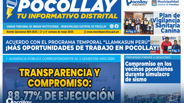 Boletín quincenal: Pocollay tu informativo distrital (Mayo 009-2025)