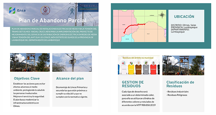 PLAN DE ABANDONO PARCIAL DE INSTALACIONES ELÉCTRICAS DE MEDIA Y BAJA TENSIÓN DEL TRAMO (SET OLMOS - RADIAL CRUCE JAÉN) PARA LA IMPLEMENTACIÓN DEL PROYECTO DE MEJORAMIENTO DEL SERVICIO DE DISTRIBUCIÓN 