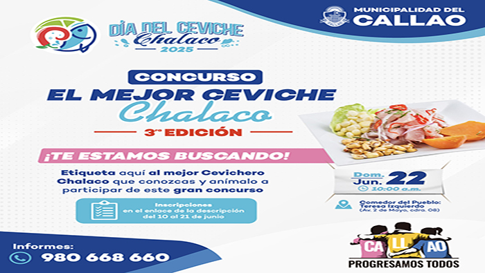 También se habilitó un formulario virtual en el enlace: https://forms.gle/7j7sLgiVDW56HWwR6, así como el correo electrónico turismo.municallao@gmail.com para consultas e inscripciones.