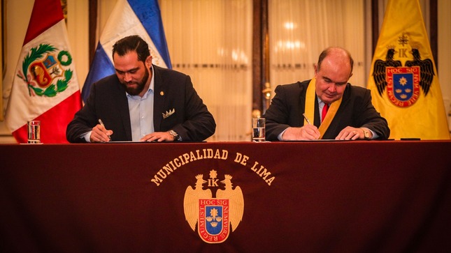 Alcalde de Lima y burgomaestre de San Salvador Centro firman convenio en materia de seguridad ciudadana
