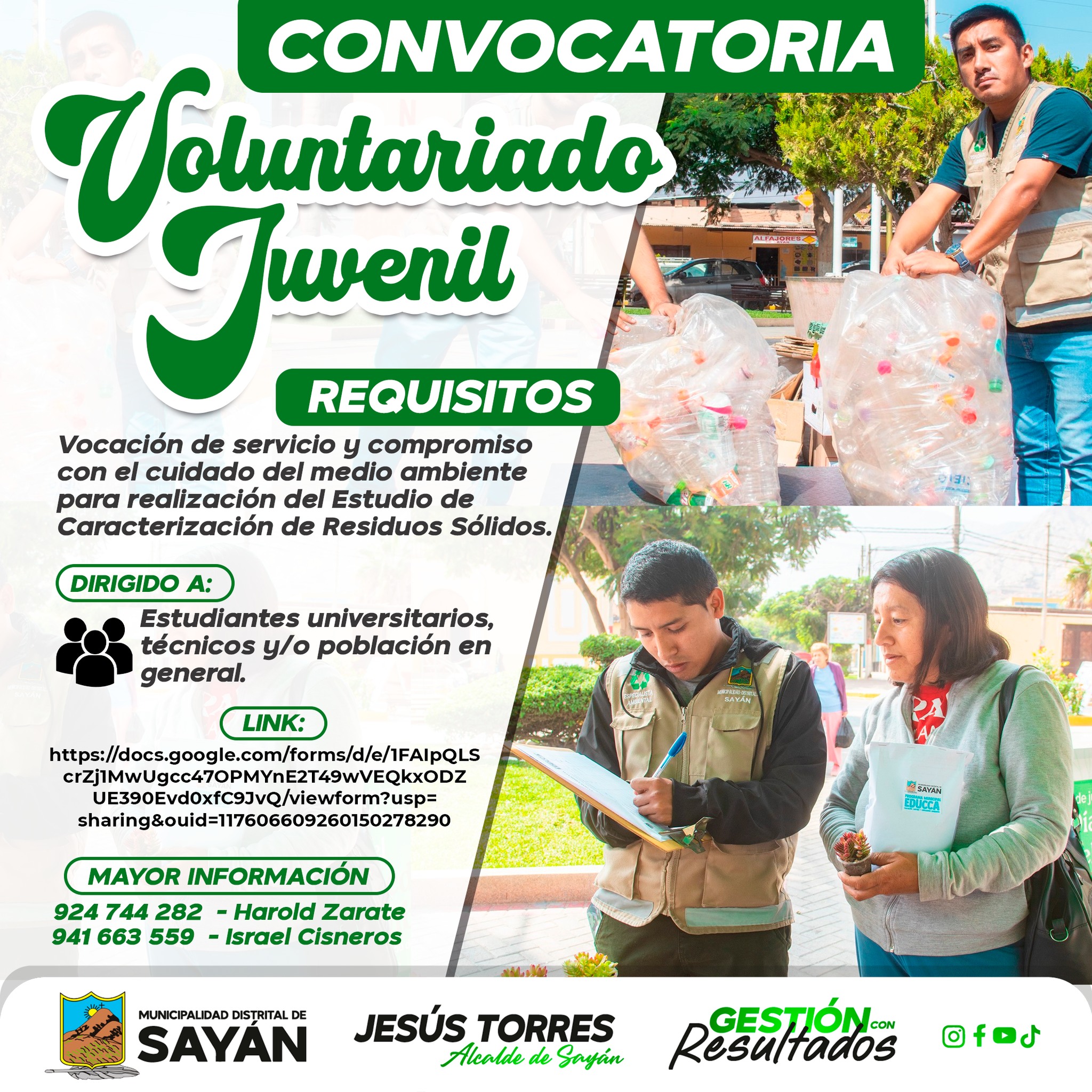 #GestiónAmbiental CONVOCATORIA DE VOLUNTARIADO JUVENIL