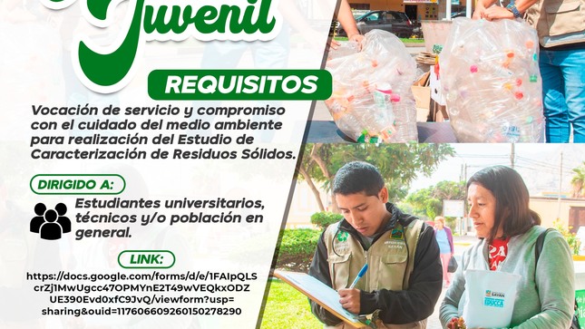 #GestiónAmbiental CONVOCATORIA DE VOLUNTARIADO JUVENIL