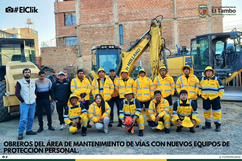 El Tambo refuerza la seguridad laboral con entrega de equipos de protección personal a sus obreros