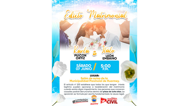Edicto Matrimonial N° 020-2025-MPH