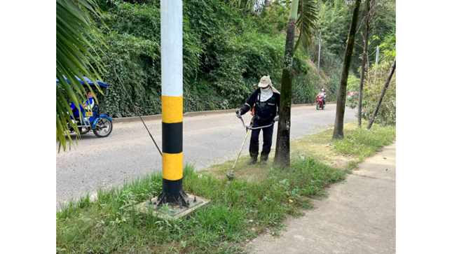 Trabajos de limpieza y desmalezado en la alameda Turística. 